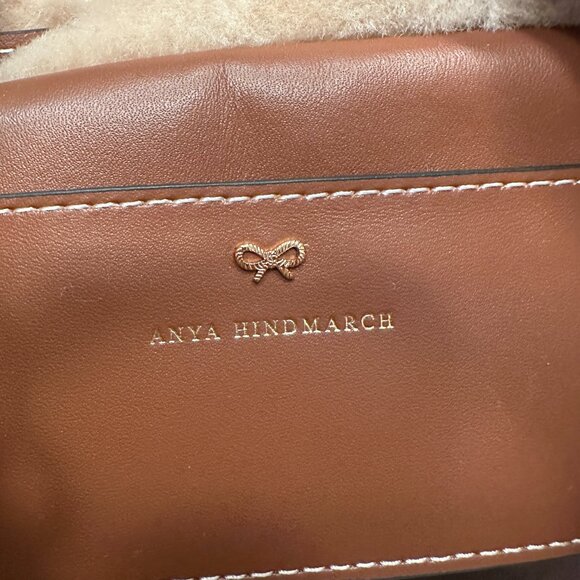 ANYA HINDMARCH Eyes Shearling Suede Bucket Shoulder Drawstring Crossbody Bag - Picture 9 of 9